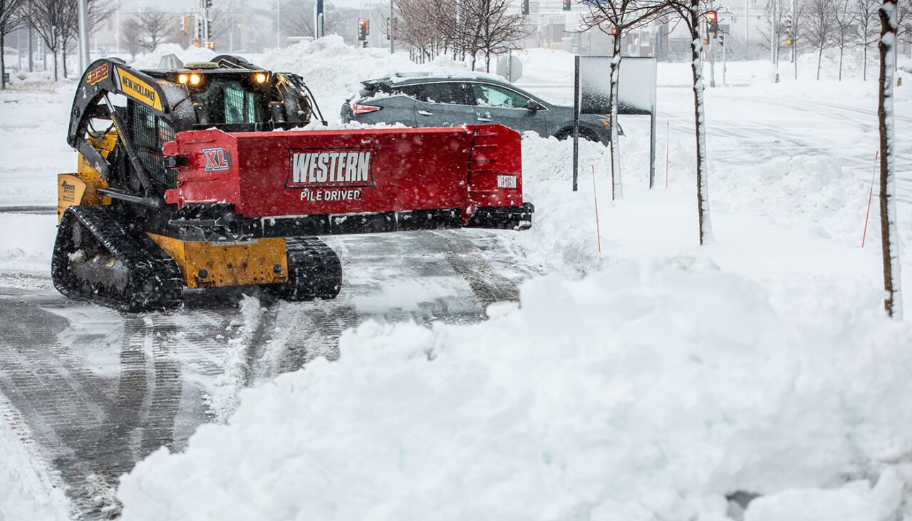 PILE DRIVER XL Skid-Steer Pusher In Air