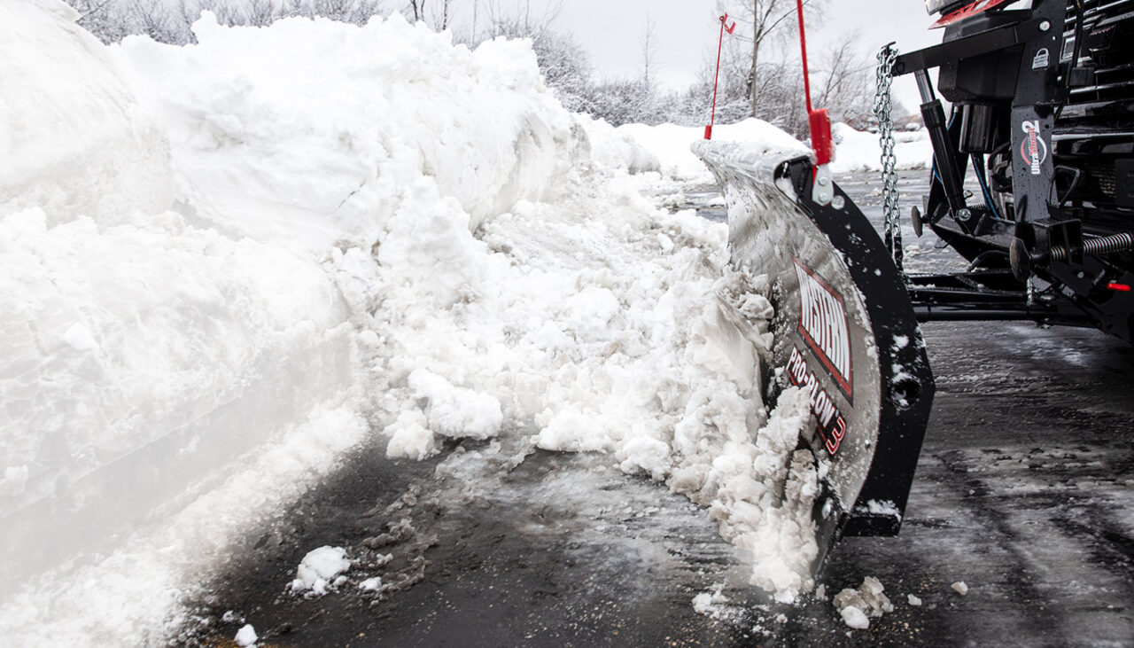 PRO-PLOW 3 stainless straight blade piling snow