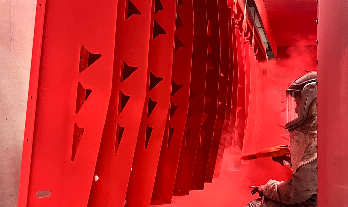 red powder coating application