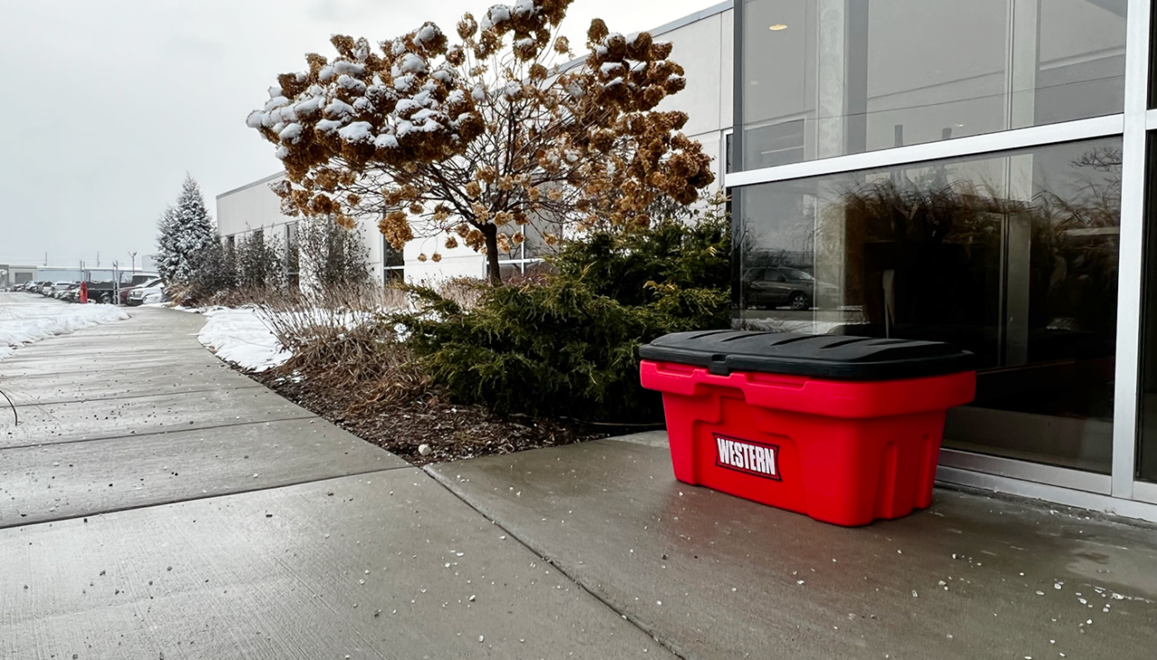 storage container in front of building